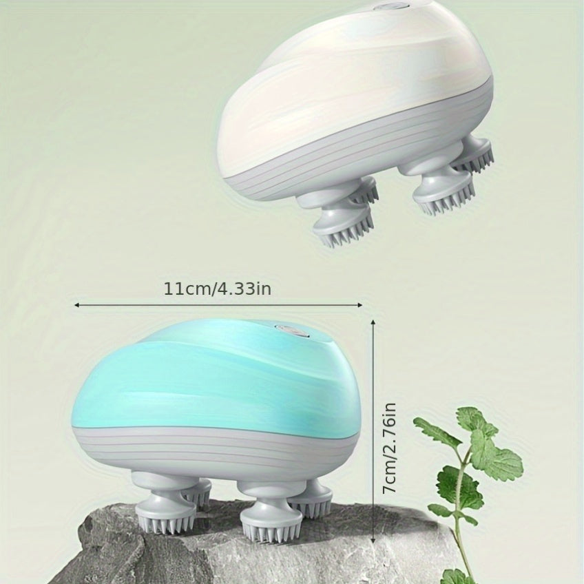 4 ta oktopuz boshli oq portativ bosh massajeri, USB orqali zaryadlanadigan, erkaklar va ayollar uchun ideal, uyda foydalanish uchun mukammal sovg'a