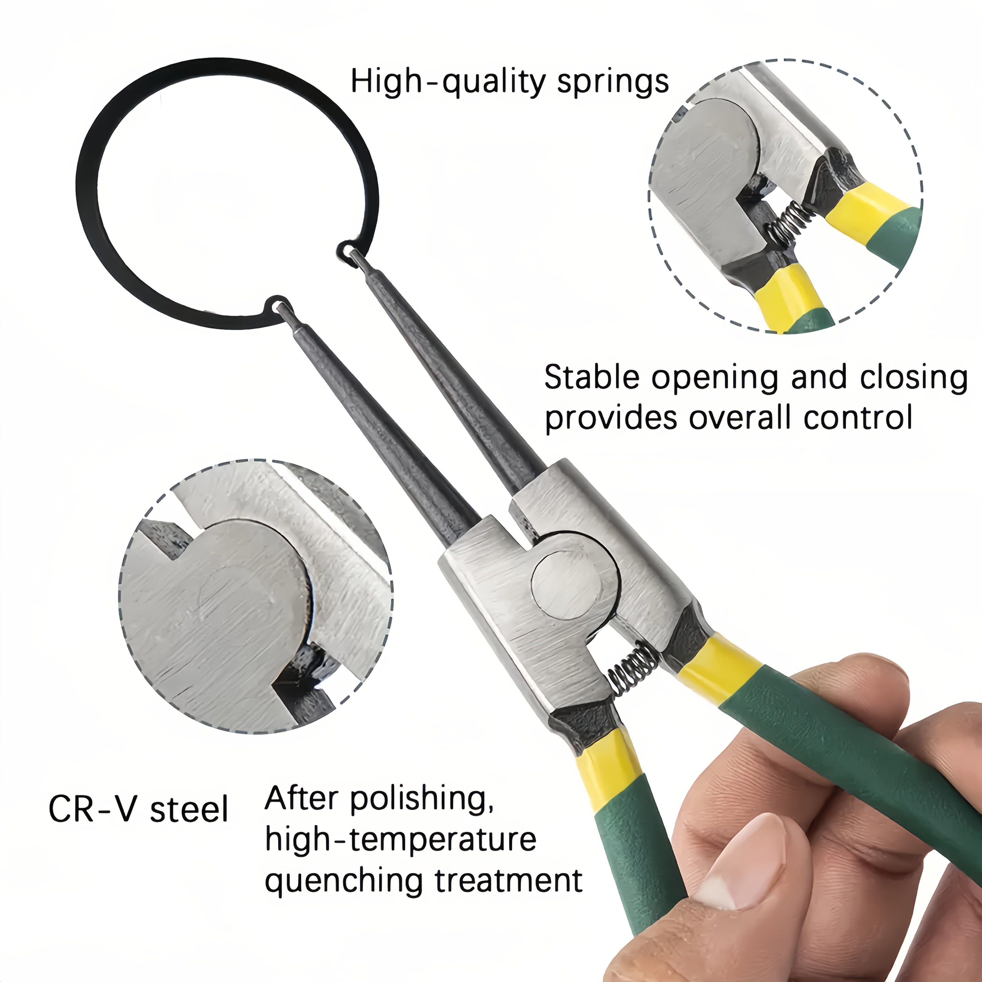 4pcs Spring Pliers Set, 7-Inch Heavy-Duty Internal External Ring Remover