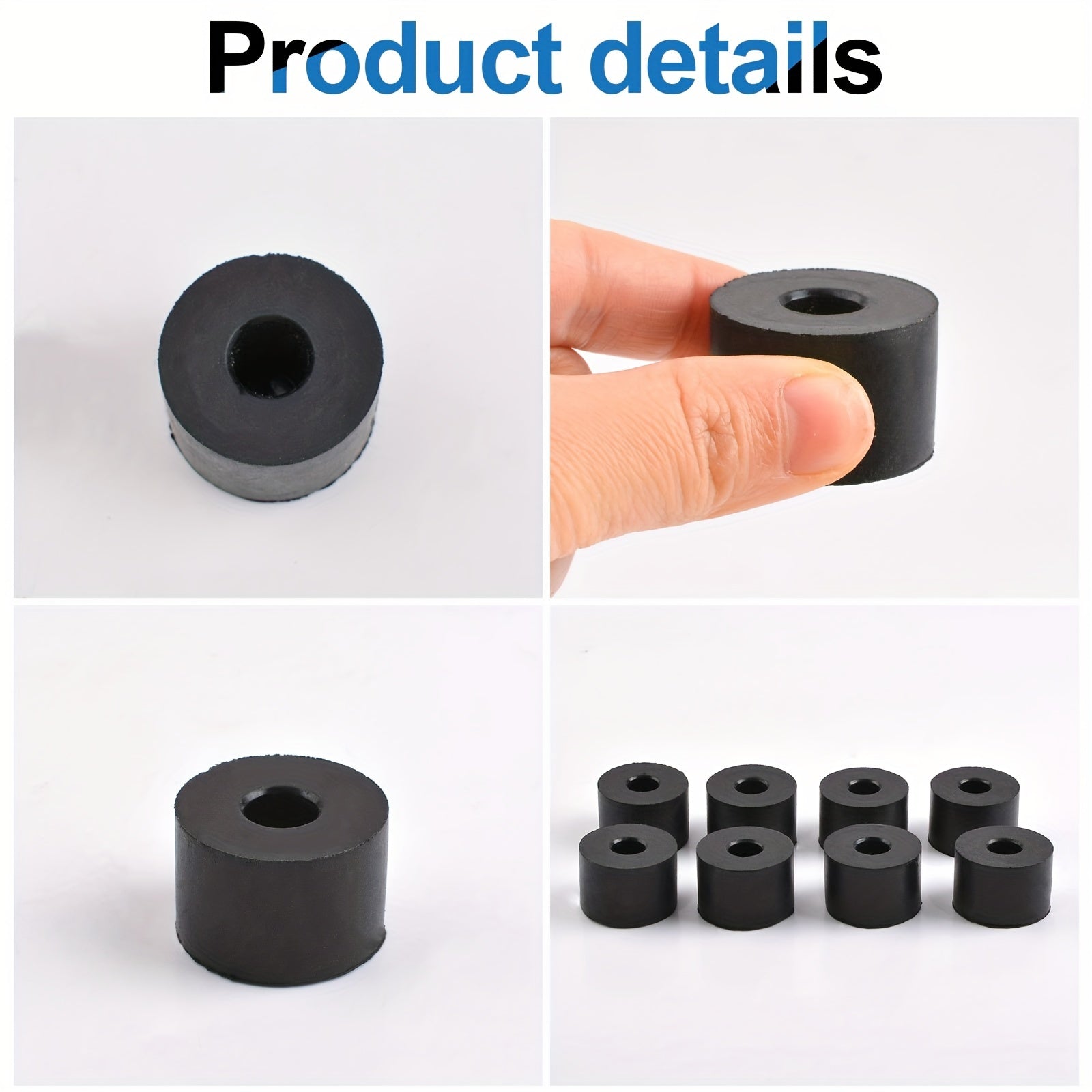 Set of 10 Black Neoprene Rubber Washers 3/4 Inch Thick Spacers for Home and Office