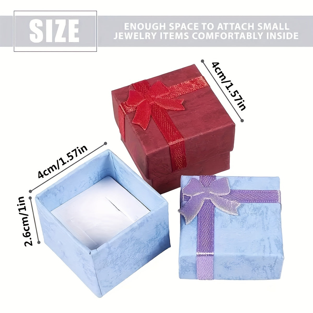 Uzunliklar, sirg‘alar, uzuklar va bilaguzuklar uchun 24 ta chiroyli zargarlik qutisi to‘plami, lentlar bilan