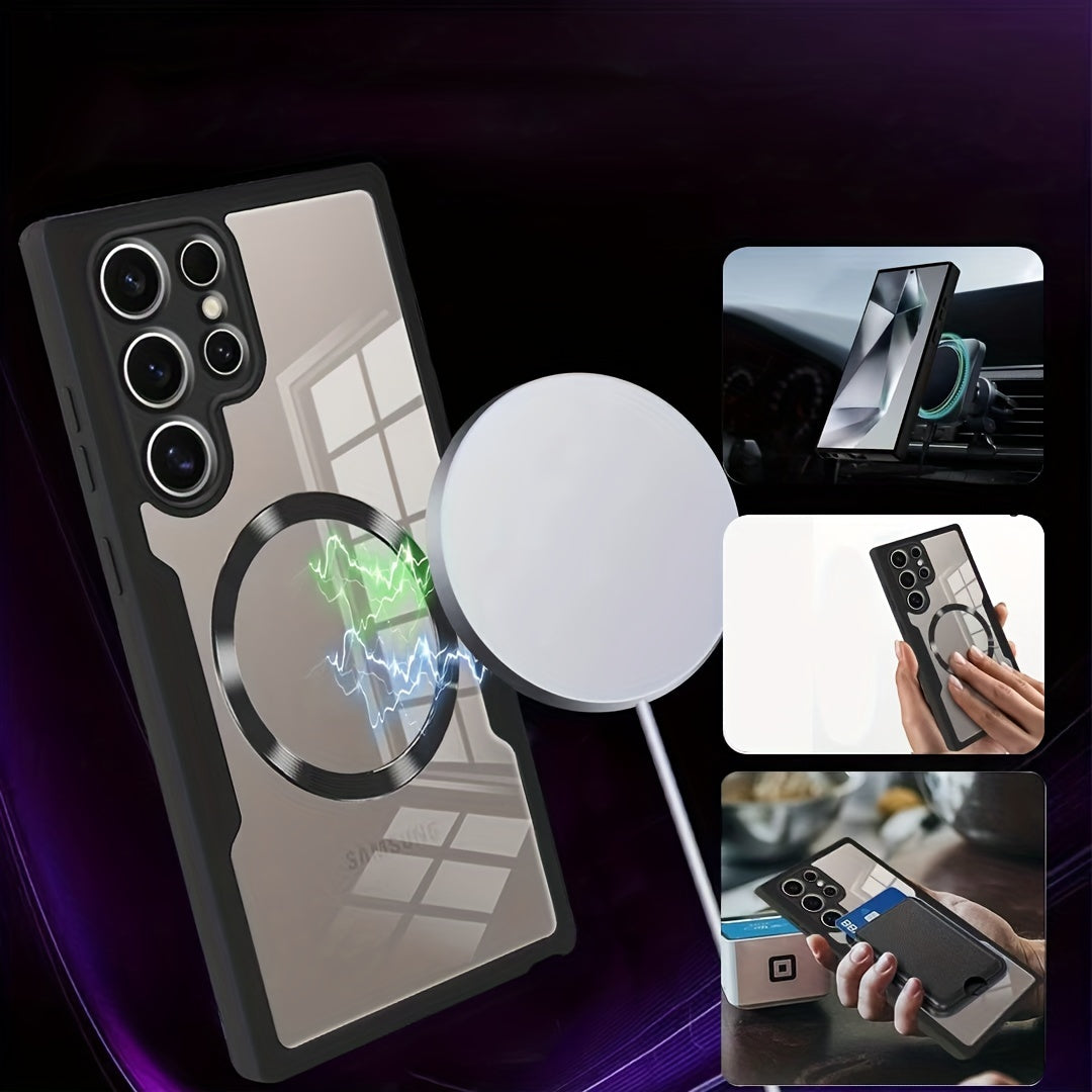Samsung Galaxy S21 Ultra S22 Ultra S23 Ultra S24 Ultra S24 Plus S24 FE S23 FE uchun akril magnit telefon qutisi, himoya qoplamasi bilan