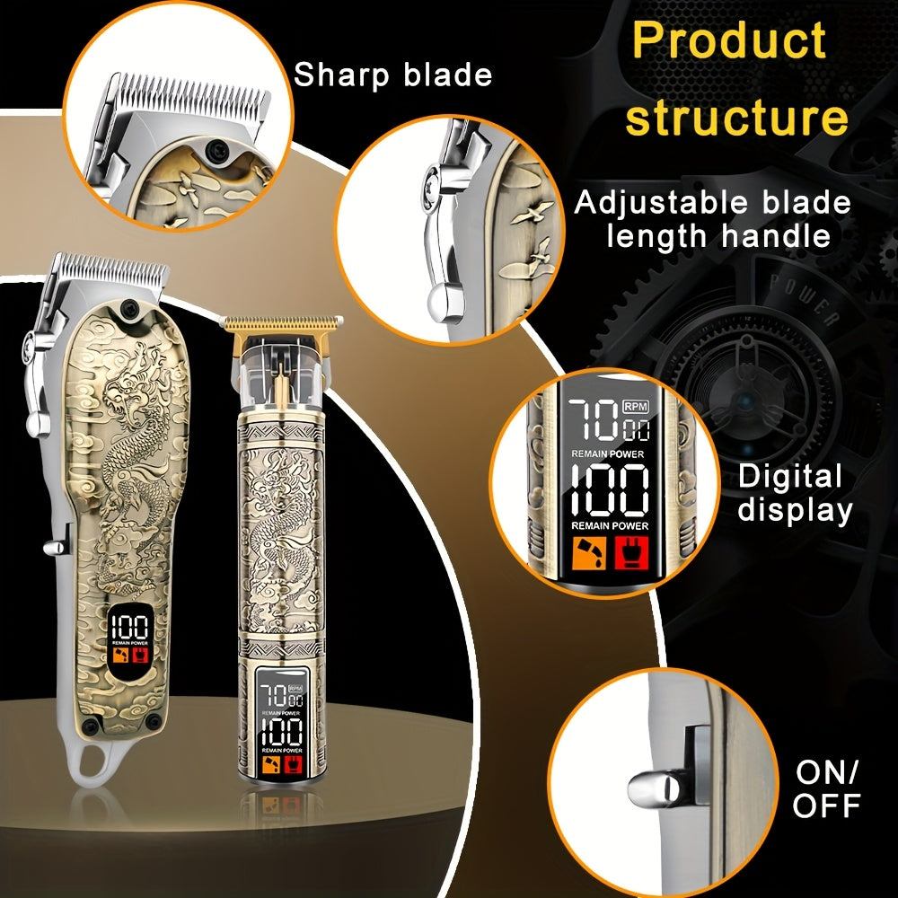 Set de cortapelos eléctrico inalámbrico con recarga USB, recortadora de metal para hogar y viajes