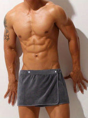 Men's Microfiber Bath Wrap Adjustable Fit Spa Shower Towel Gym Cover Solid Color