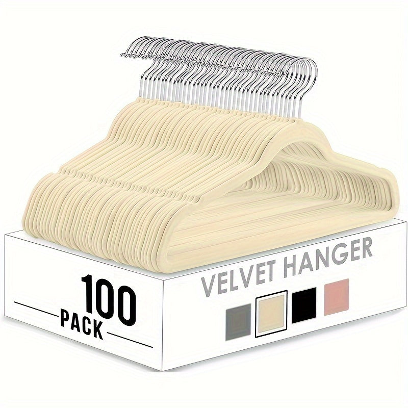 Set of 100 Velvet Non-Slip Flocked Suit Hangers 44.96cm Heavy Duty