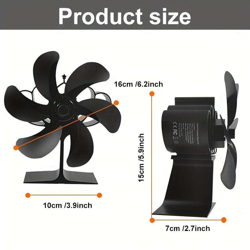6-Blade Stove Fan for Wood Log Pellet Stoves and Fireplaces Portable Thermoelectric Heat Circulator