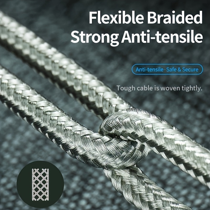 Fabric USB Type-C Charging Cable 1m 2m 3m Fast Data Sync Black Blue Red