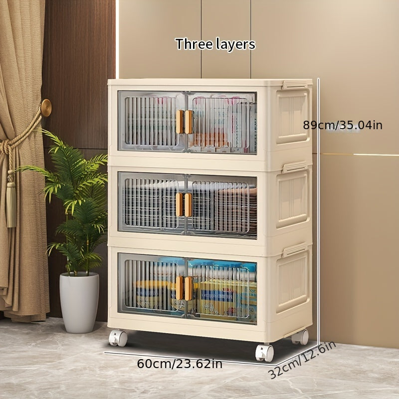 Foldable Plastic Storage Cabinet Multi-Layer Space-Saving Organizer for Home Desk Drawer