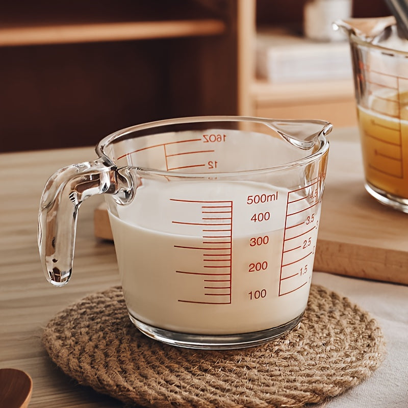 500ml Heat-Resistant Glass Measuring Cup with Precise Scale and Ergonomic Handle