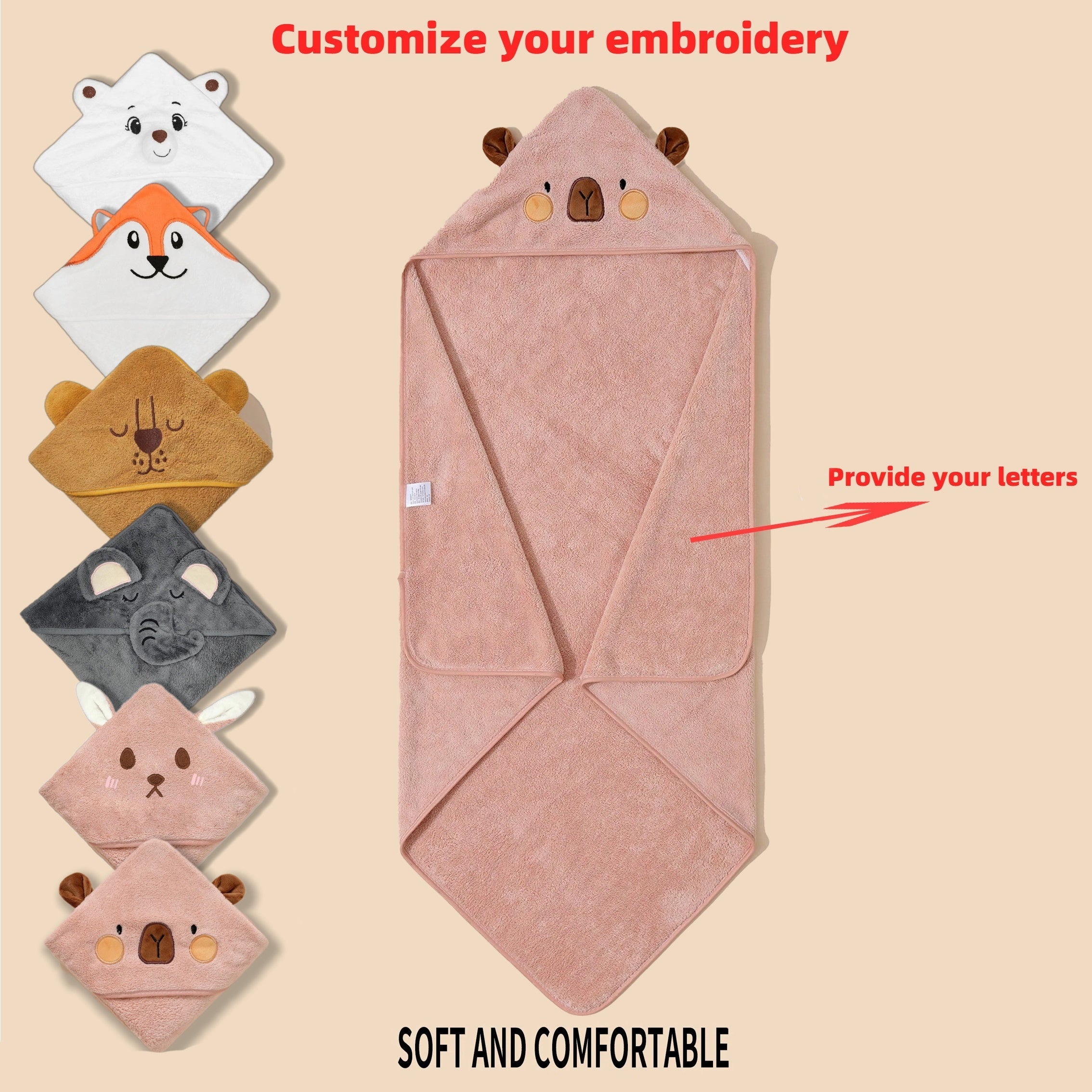 Персонализированное имя, индивидуально вышитое на капюшоне полотенца для купания, изготовленного из мягкой полиэстеровой трикотажной ткани для детей от 0 до 8 лет. Идеально подходит в качестве подарков на Рождество, Хэллоуин или день рождения.