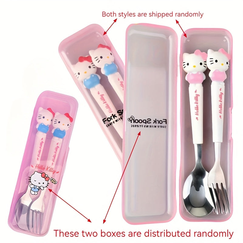 Stainless Steel Cartoon Cutlery Set with Case for Home Camping Picnic
