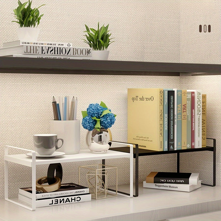 Double Layer Kitchen Cabinet Rack Carbon Steel ABS Storage for Seasoning Pots Bowls