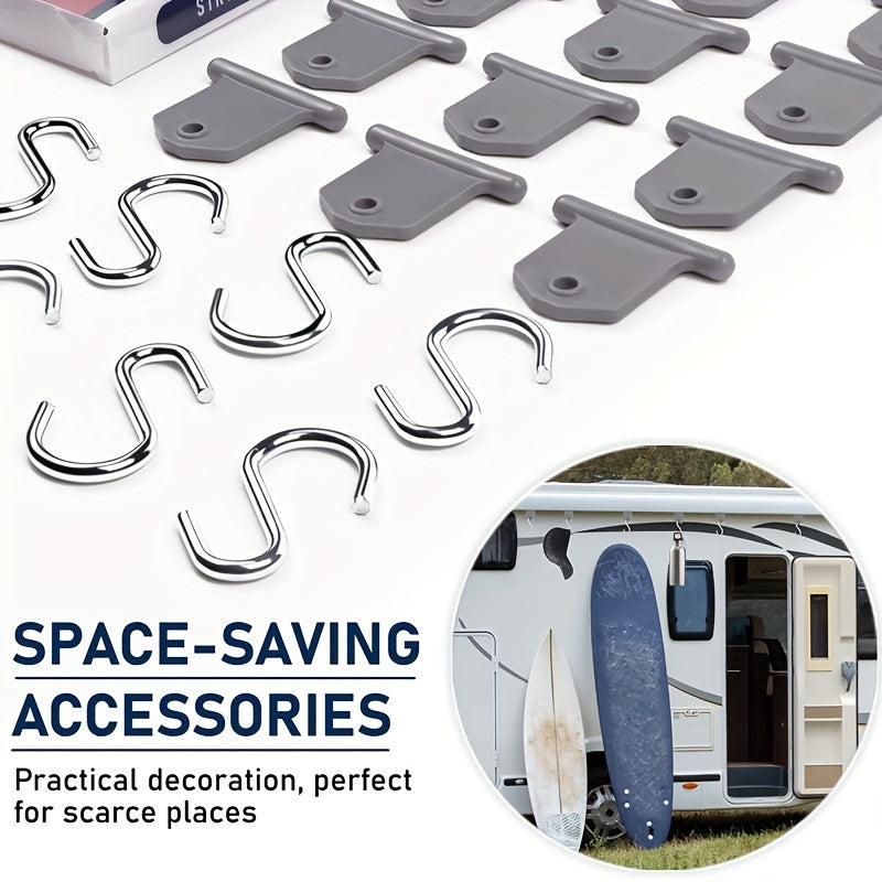12/24PCS RV Awning Hooks Set Camping Light Hangers S-Shaped Indoor Outdoor
