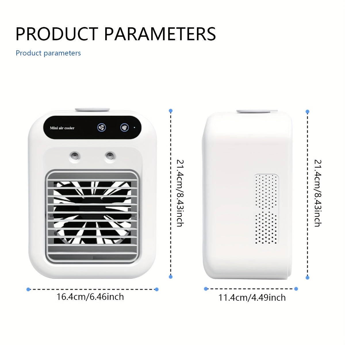 Portable USB Rechargeable Air Conditioner Humidifier for Home Office RV 3-Speed