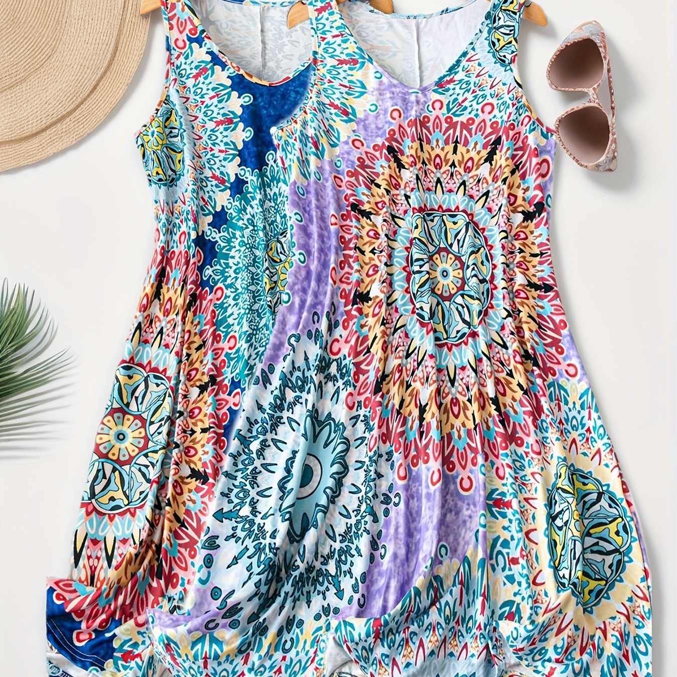 Women's Plus Size Floral Sleeveless Dress Set of 2