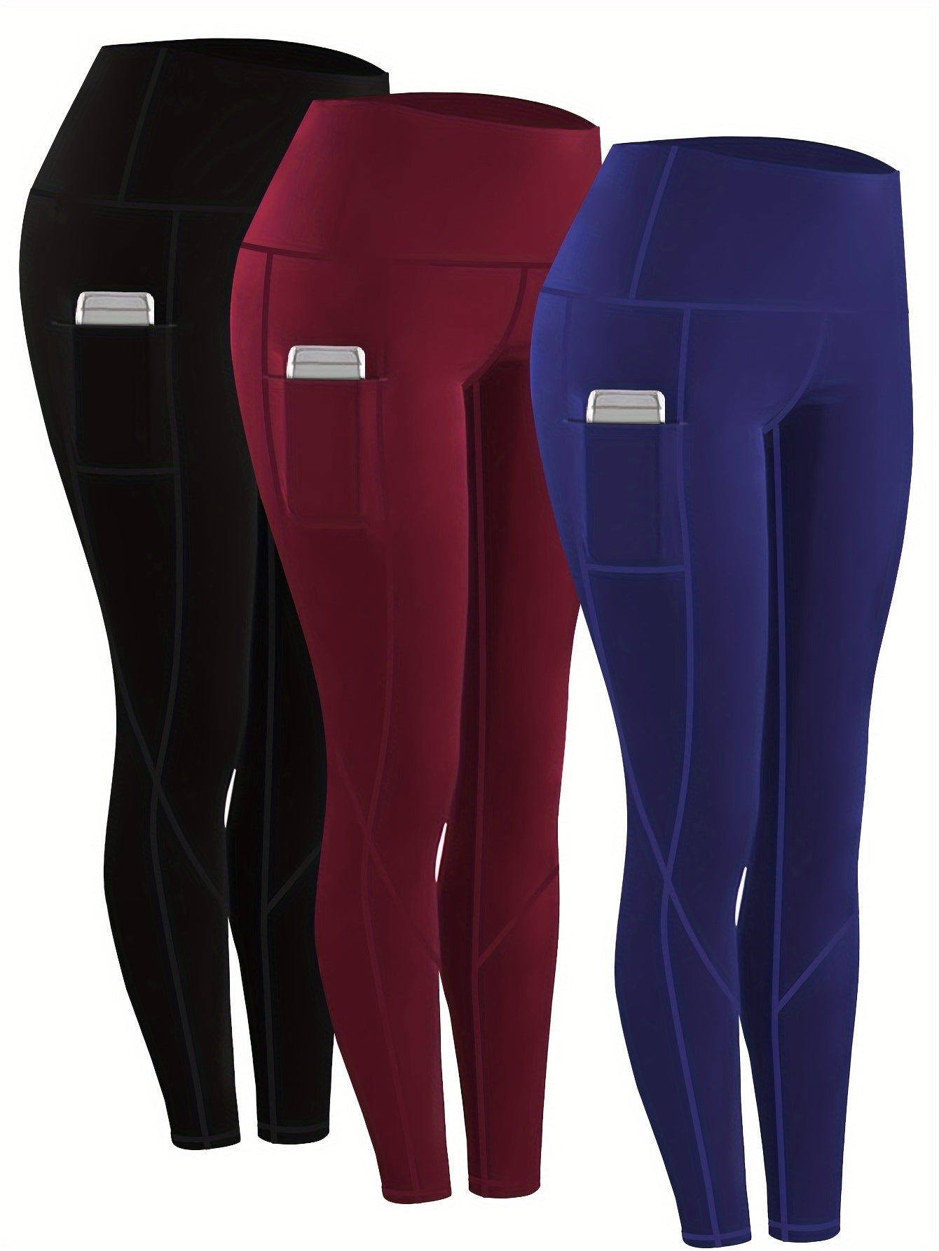 Plus Size Women's Yoga Leggings Set with Pockets High Stretch Spandex