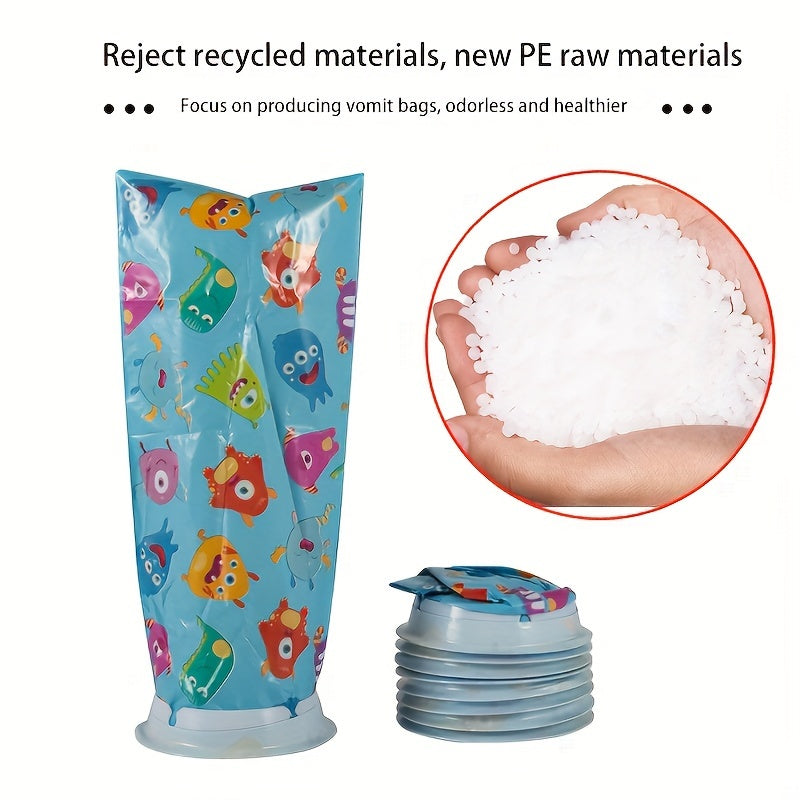 5-штуки одноразовых мешков для мусора PE, герметичные, с мультяшным дизайном, универсальный размер для путешествий на автомобиле, беременности