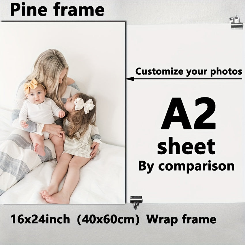 Personalized Family Photo Canvas Print Framed Wall Art for Living Room Bedroom Office