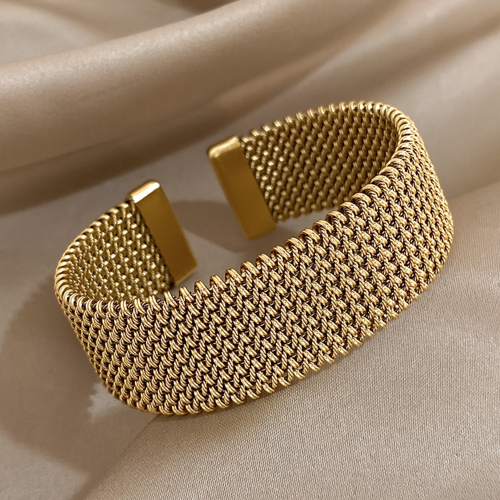 Unisex Stainless Steel Braided Mesh Cuff Bracelet Waterproof Jewelry for Daily Wear and Parties