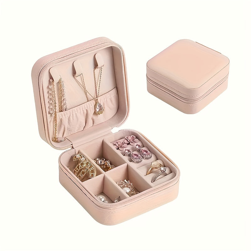Caja organizadora de joyas de viaje para almacenamiento de collares y anillos