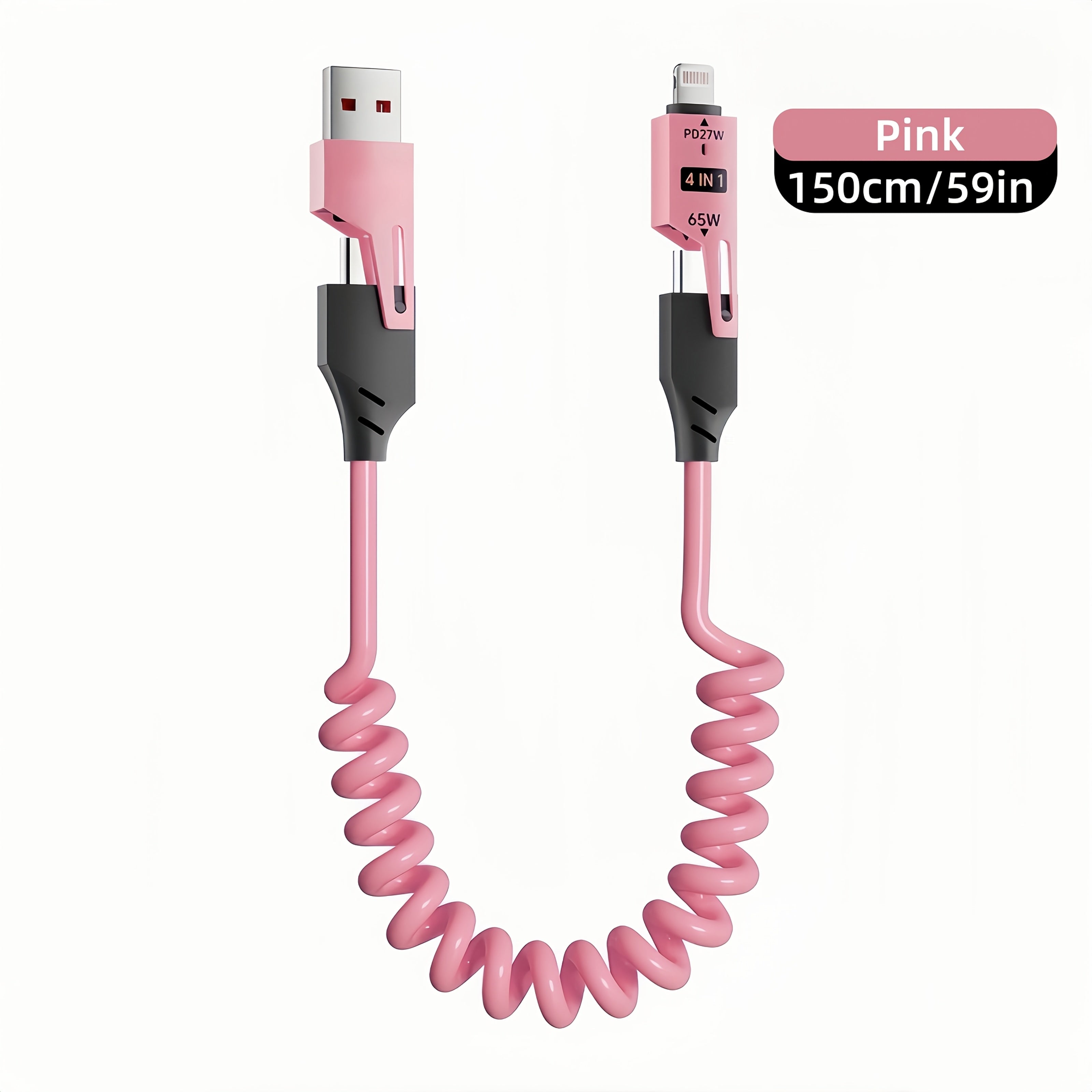 65W High-Speed Flat USB to Lightning Charging Cable for iPhone, Android, Car and Home Use 1 2 4 Pack