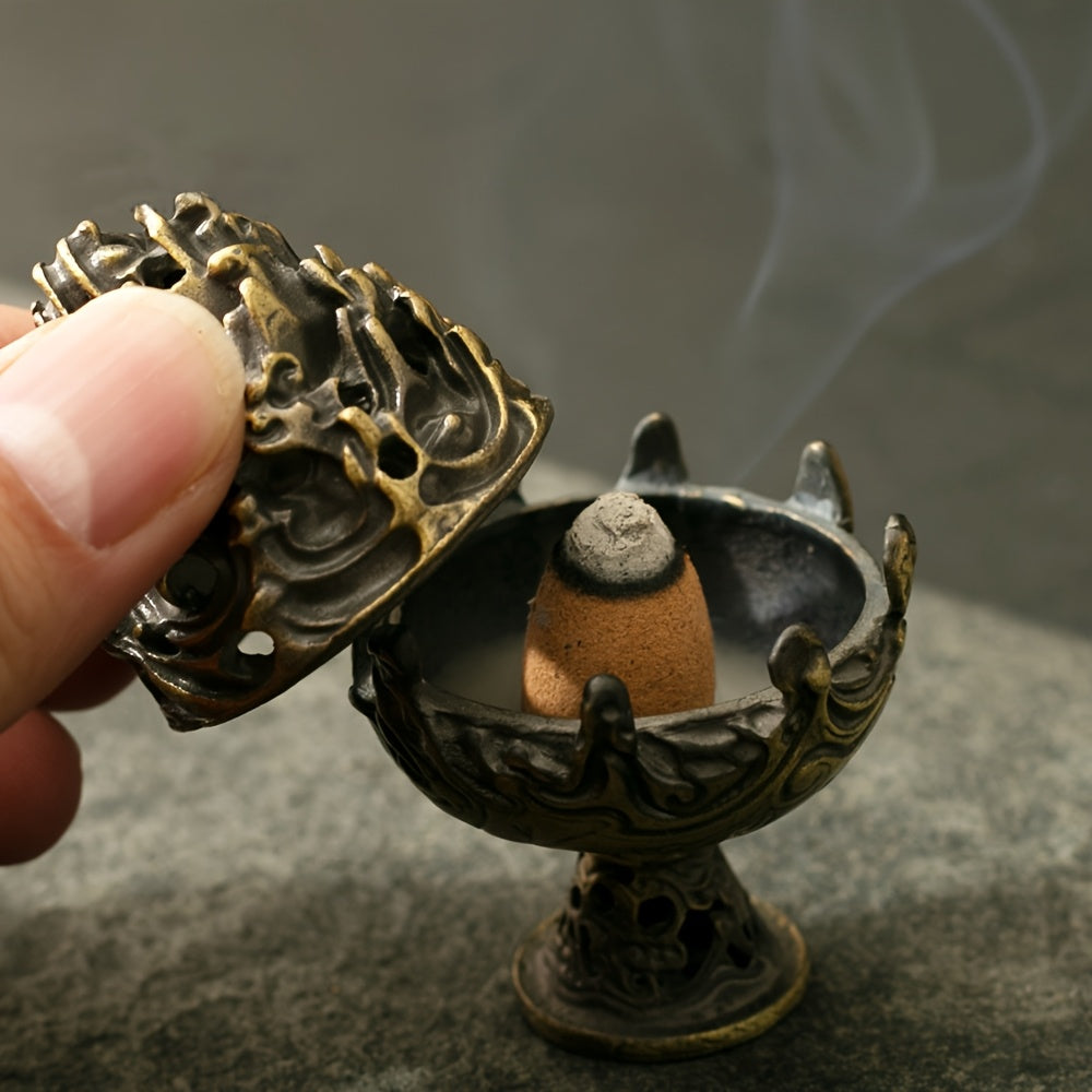 Ramazon, yoga, meditatsiya va uy bezagi uchun qo'l bilan tayyorlangan mini vintage mis tutun yoqgich.