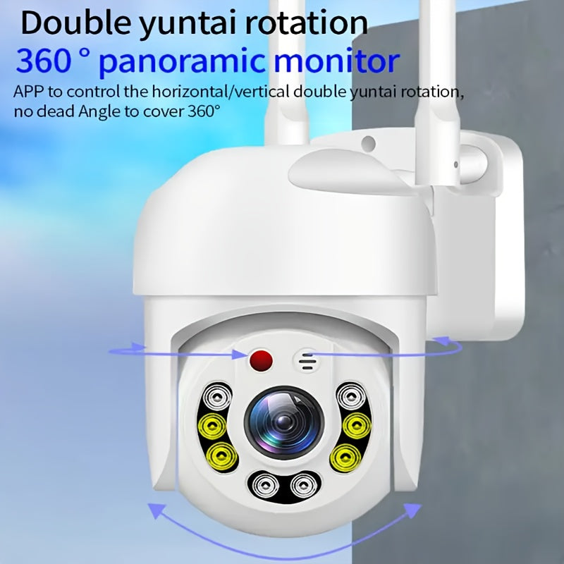 Outdoor WiFi PTZ CCTV Camera with Auto Tracking Night Vision Two-Way Intercom 1080p Waterproof