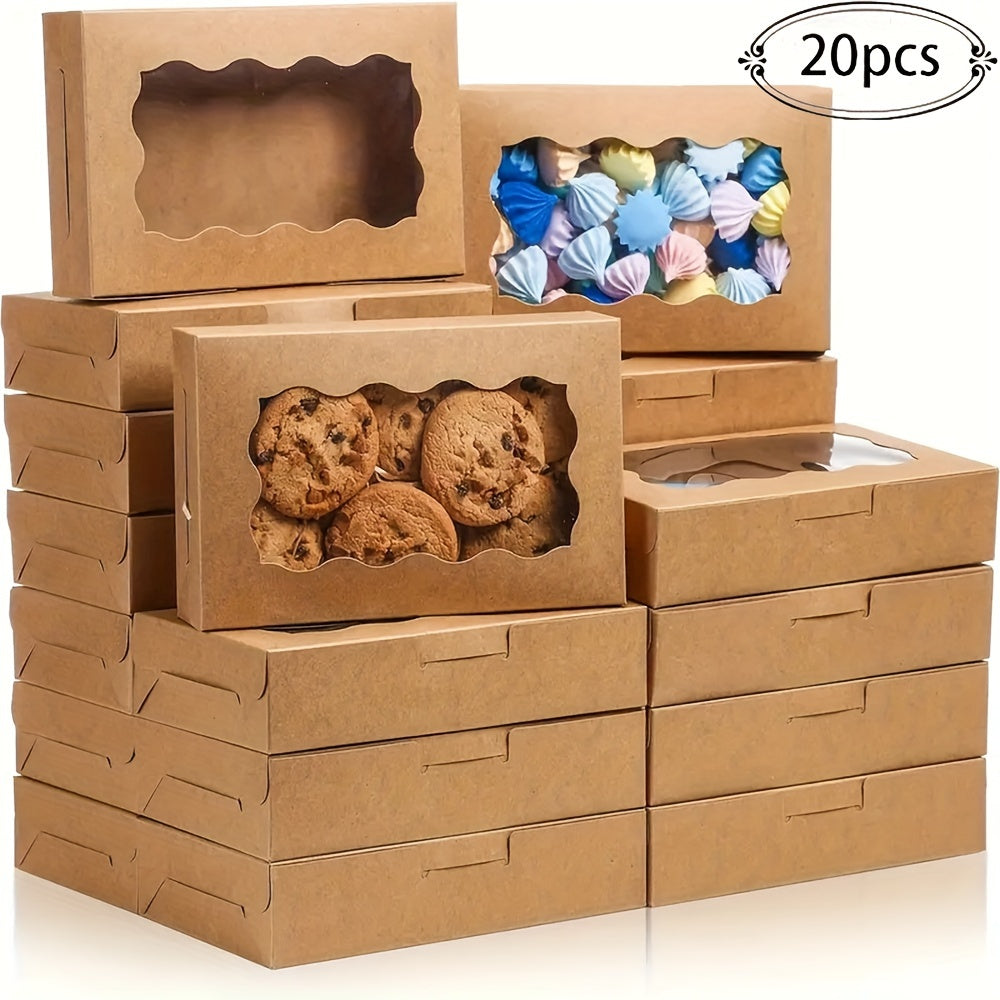 Set of 20 Clear Window Bakery Boxes for Cookies Cupcakes Bread Takeaway