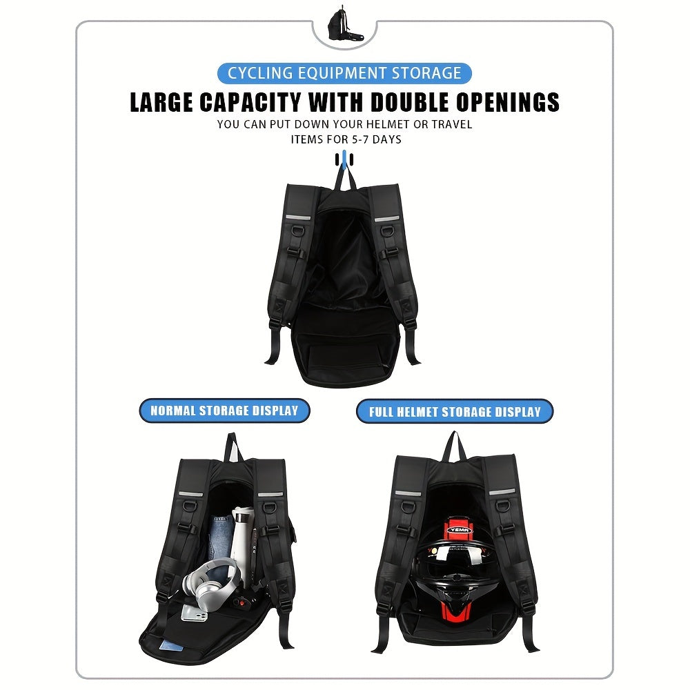 Unisex Soft Shell Motorcycle Helmet Backpack Reflective Strips Black