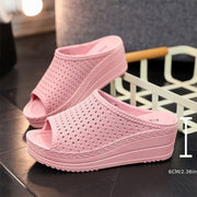 Женские сабо на танкетке с толстой подошвой для улицы, без застежки, для свадьбы и путешествий