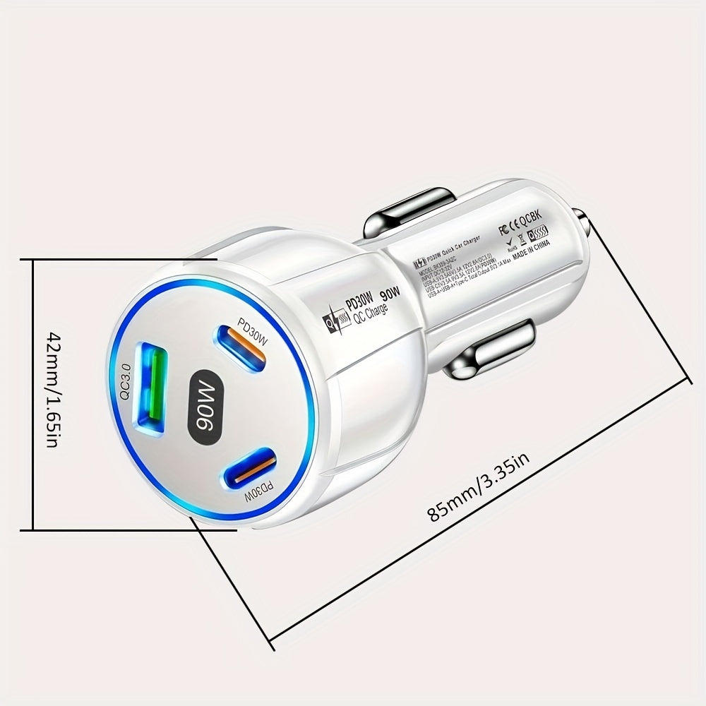 3 в 1 Быстрая зарядка автомобильное зарядное устройство USB C USB A Быстрая зарядка для телефонов