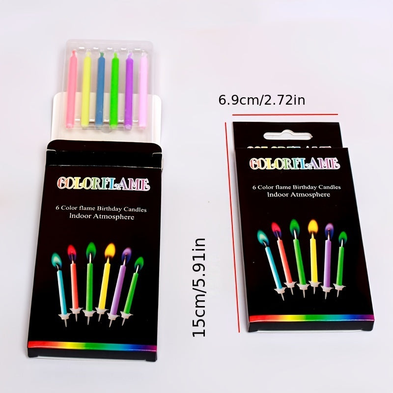Multicolor Flame Birthday Candles for Cakes and Celebrations, 12 Pieces