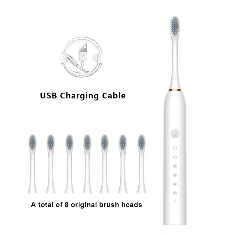 Rechargeable Sonic Electric Toothbrush with 6 Modes and Replaceable Brush Heads