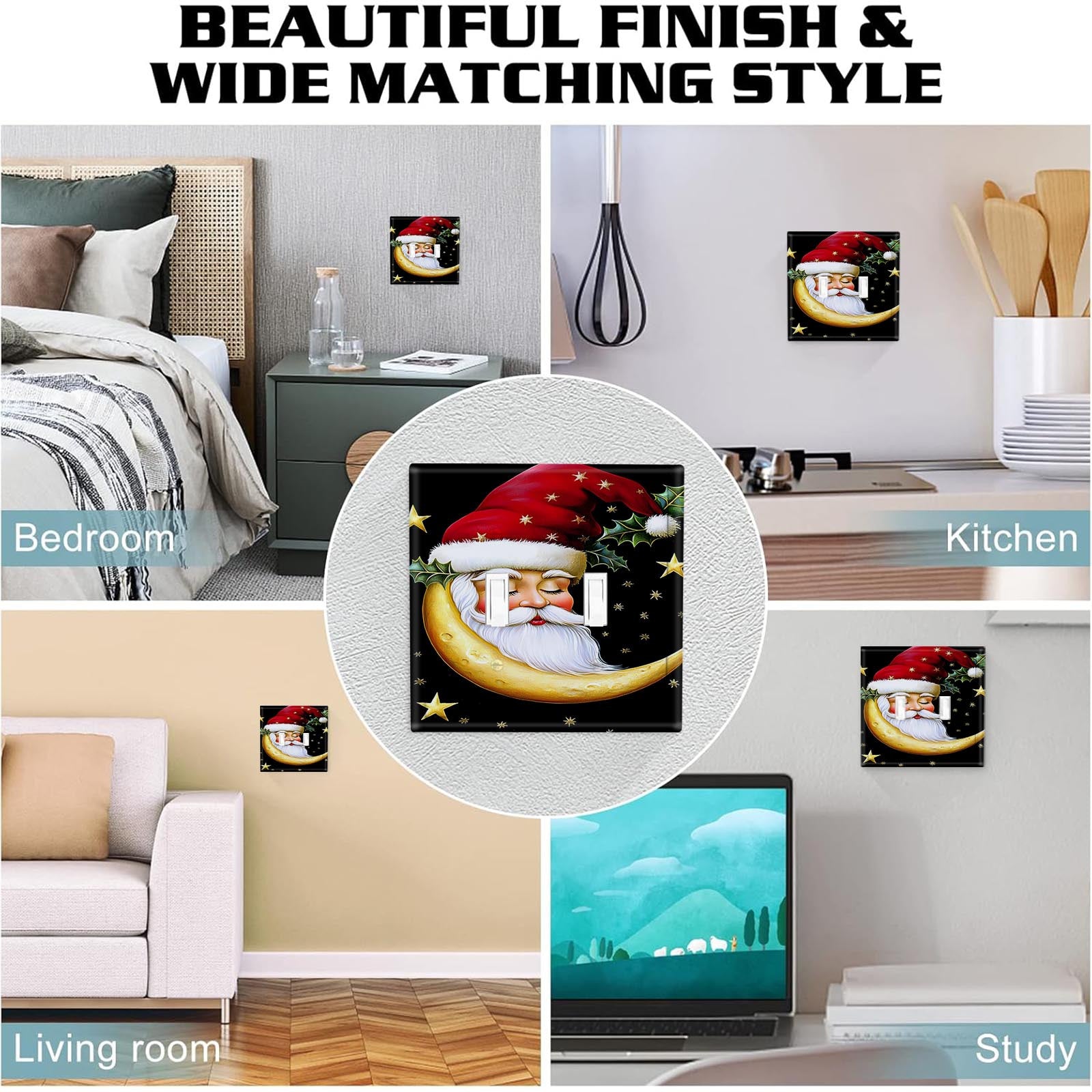 Santa Moon Zamonaviy San'at Usuli Devor San'ati, Hammom, Yotoqxona va Mehmonxona uchun ideal, Uy bezatish uchun mukammal, 1Gang yoki 2Gang o'lchamlarida mavjud