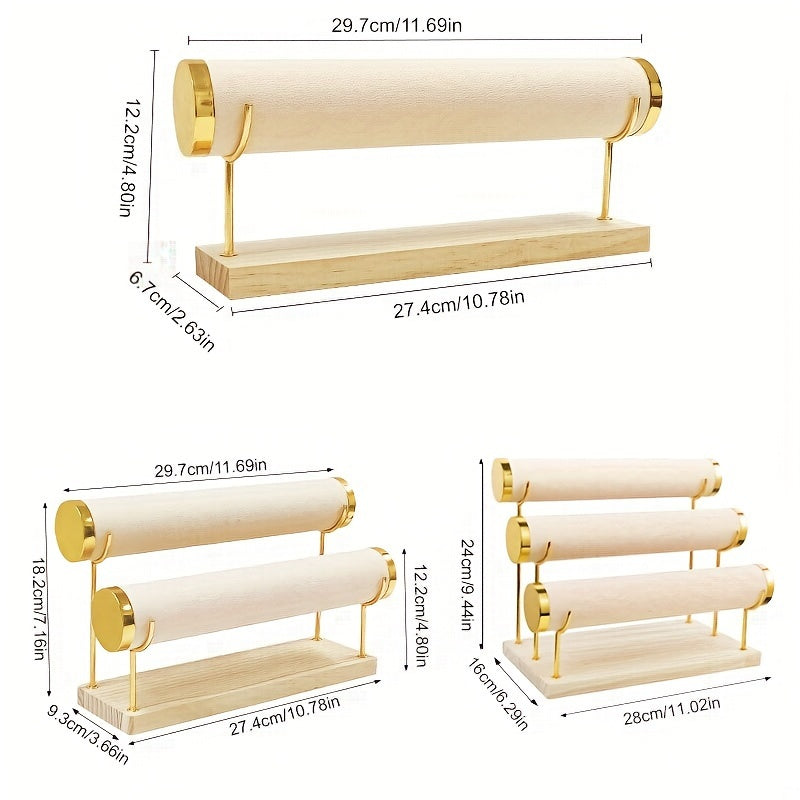Bracelet Organizer with Removable Tiered Holder and Velvet Display Rack