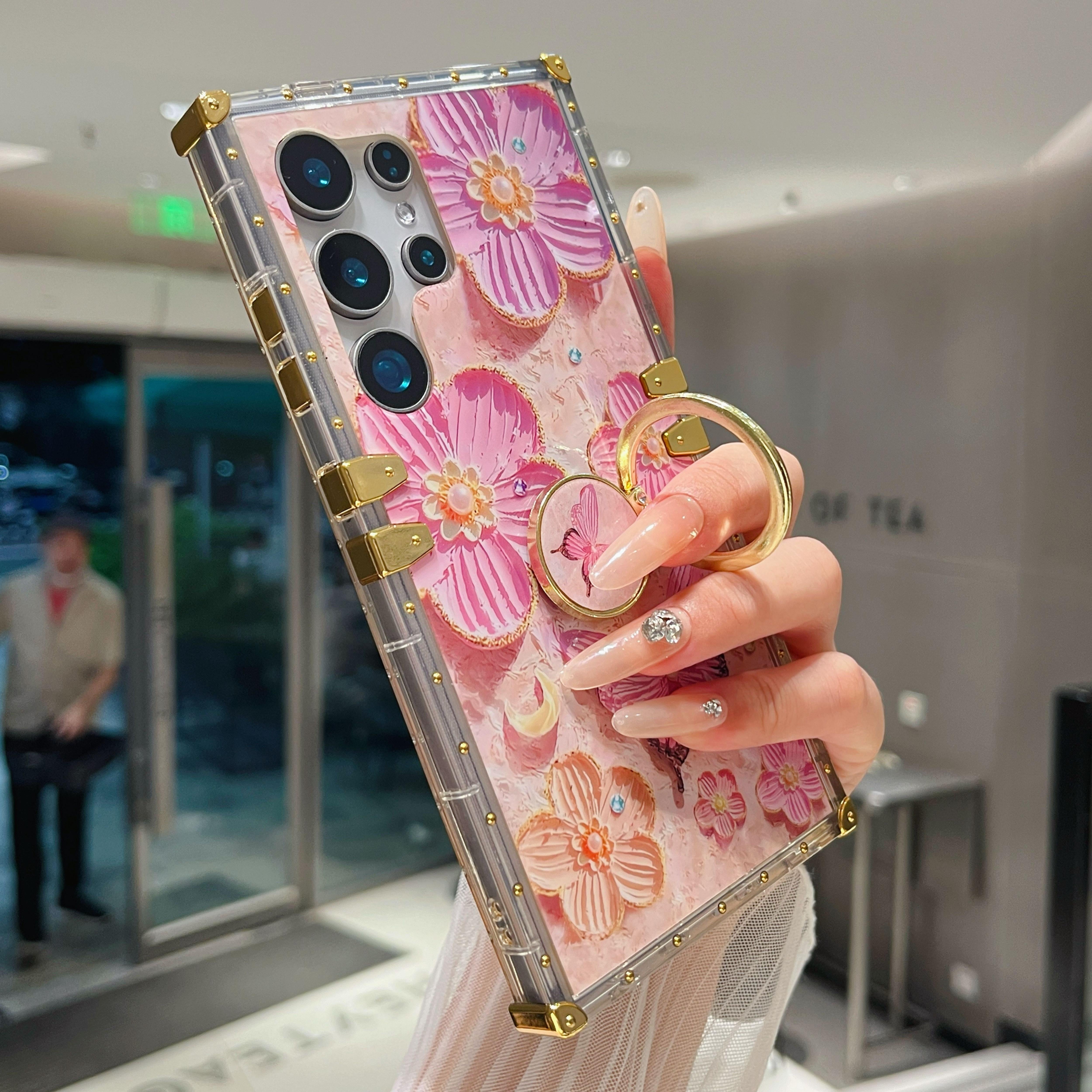 Vintage Oil Painting Flower TPU Phone Case with Ring Bracket for Samsung Galaxy S25 Ultra S24 Ultra S23 Ultra S22 Ultra S25 Plus S24 Plus S23 Plus S22 Plus S25 S24 S23 S22