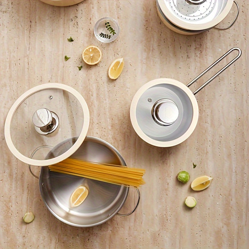 Stainless Steel Cookware Set 9-Piece with Ceramic Coating, Compatible with Induction Gas Electric Stoves