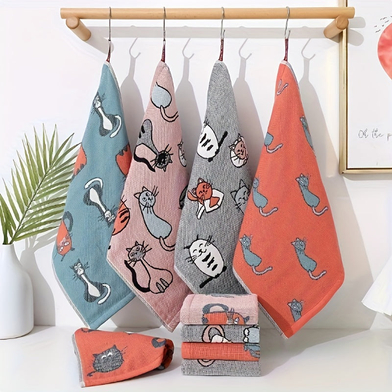 Cotton Towel with Cat Pattern 34x40 cm for Bathroom and Kitchen