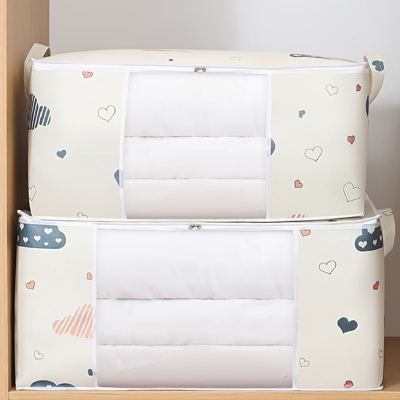 Large Capacity Fabric Wardrobe Storage Bag with Handles for Clothes and Quilts