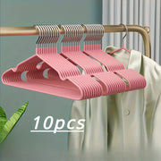 Set of 10 Metal Clothes Hangers Non-Slip Plastic Coated Sturdy Adult Hangers for Air Drying and Organization