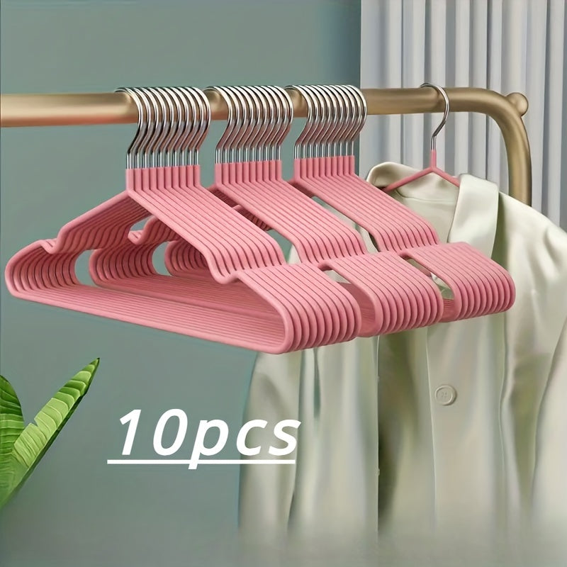 Set of 10 Metal Clothes Hangers Non-Slip Plastic Coated Sturdy Adult Hangers for Air Drying and Organization