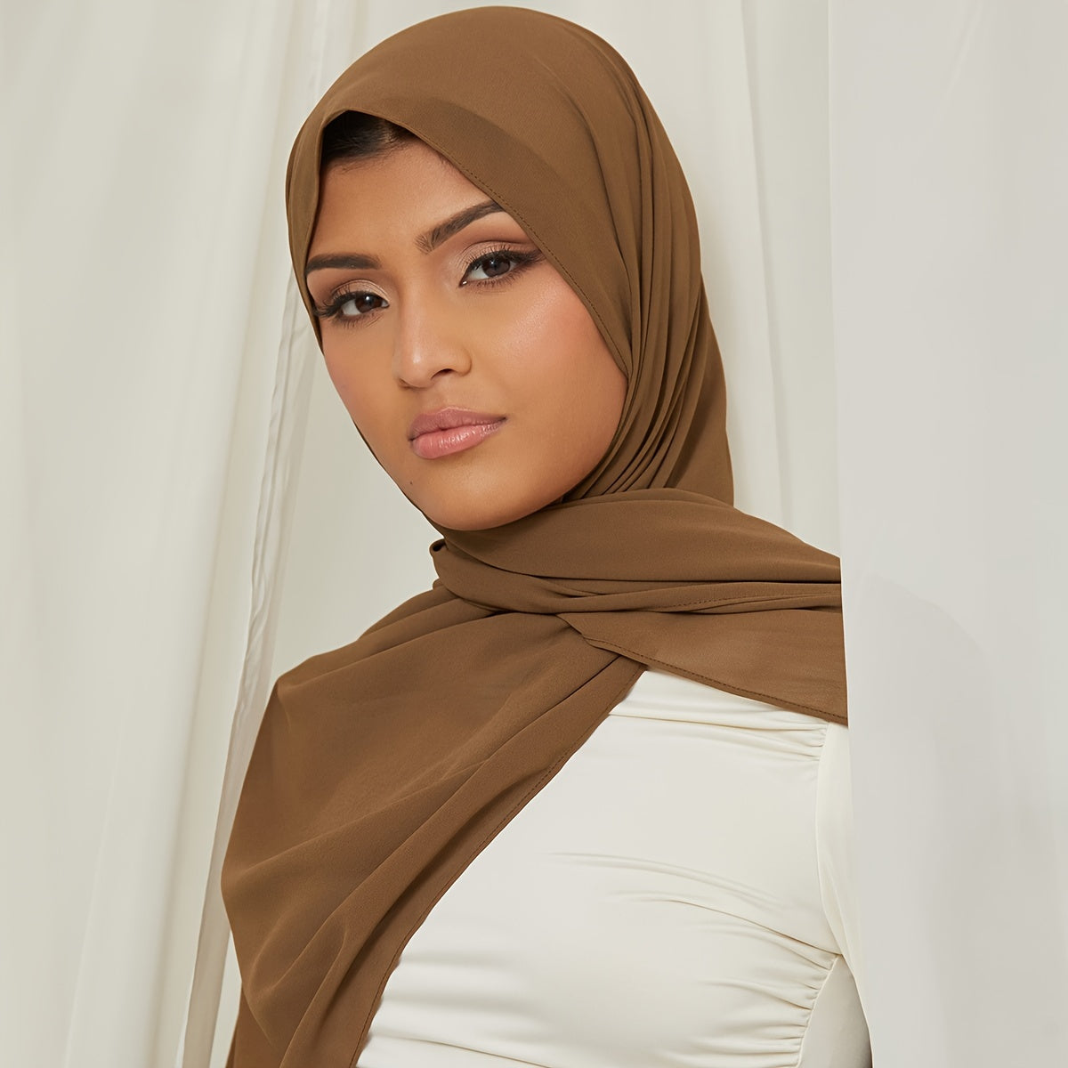 Women's Solid Color Chiffon Scarf - Lightweight and Breathable, Elegant and Simple Style, Windproof and Sun Protection Shawl