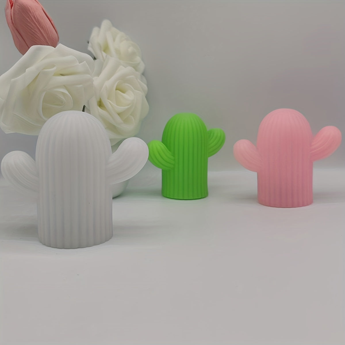 LED Cactus Night Light Battery Operated Wall Mount Push Button Control Kids Bedroom Decor