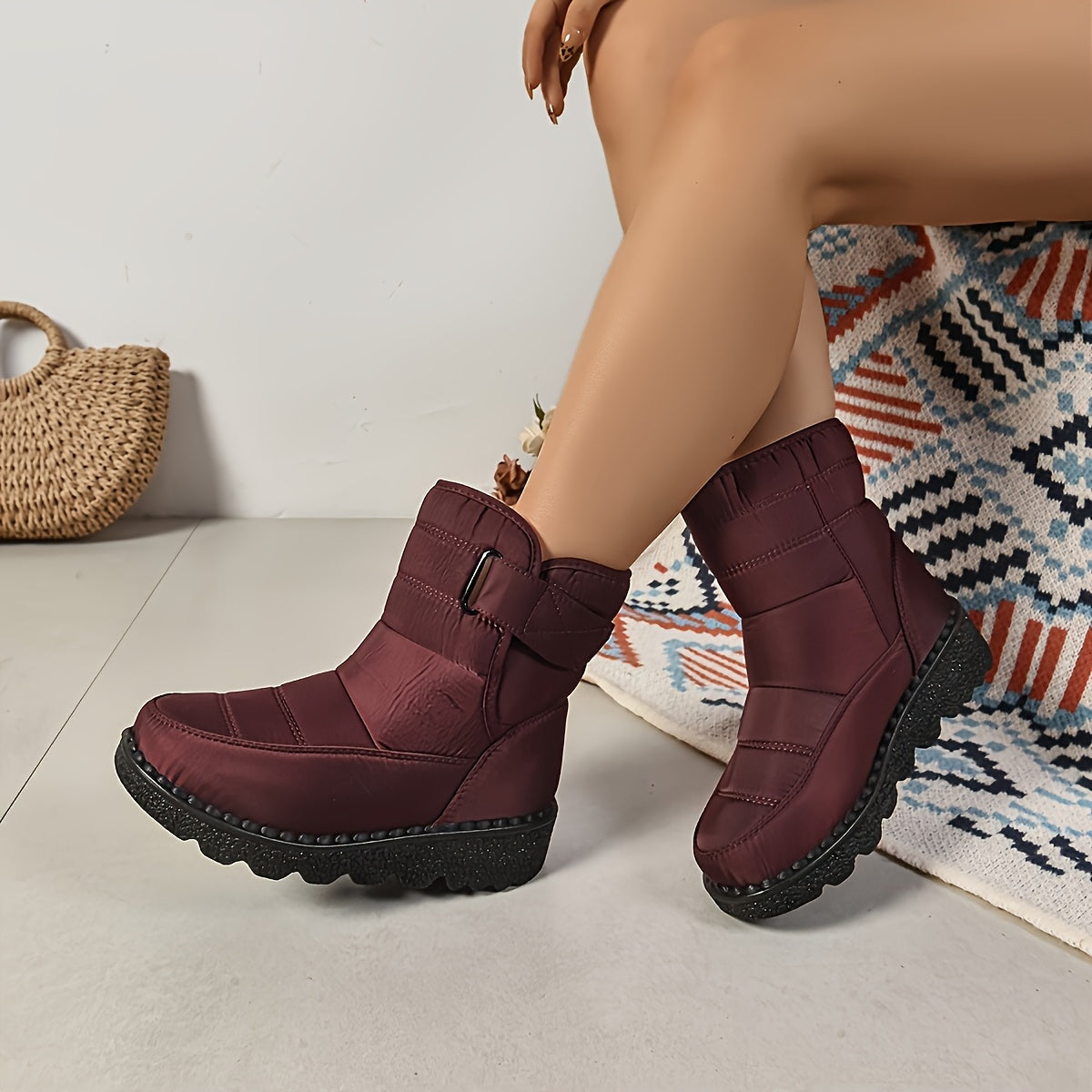 Women's Fleece-Lined Mid-Calf Casual Boots for All Seasons