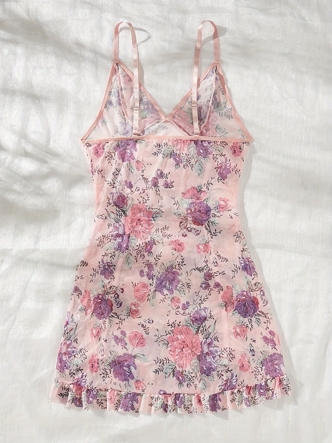Vestido de dormir sexy para mujer con tirantes sin ropa interior
