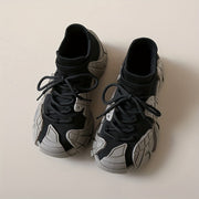 Women's Breathable Knit Sneakers Octopus Design Low-Top Lace-Up Shoes Navy Blue Grey