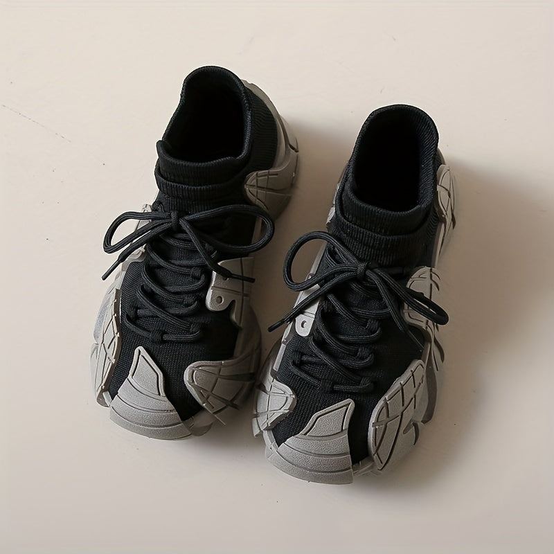 Women's Breathable Knit Sneakers Octopus Design Low-Top Lace-Up Shoes Navy Blue Grey