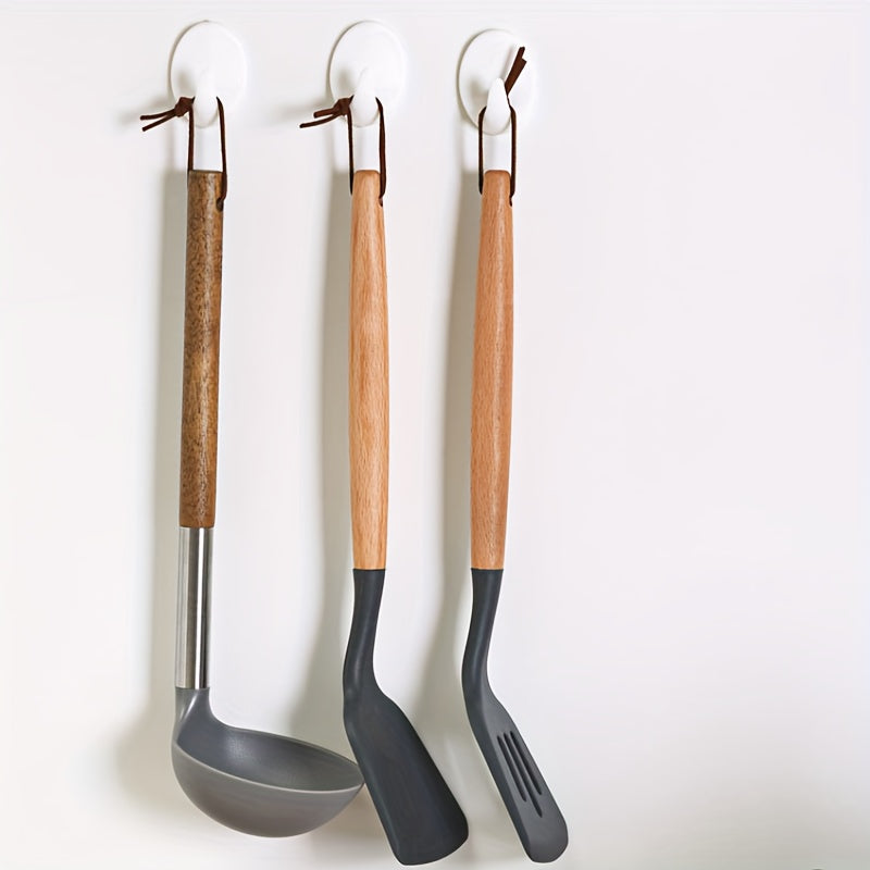 Gancho de pared ovalado de plástico blanco autoadhesivo y sin perforación para almacenamiento