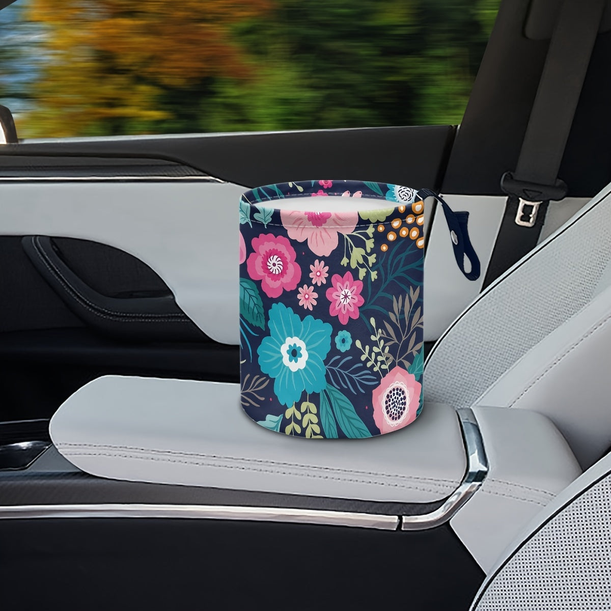 Розовые цветы автомобильная мусорная корзина для путешествий и внутреннего хранения
