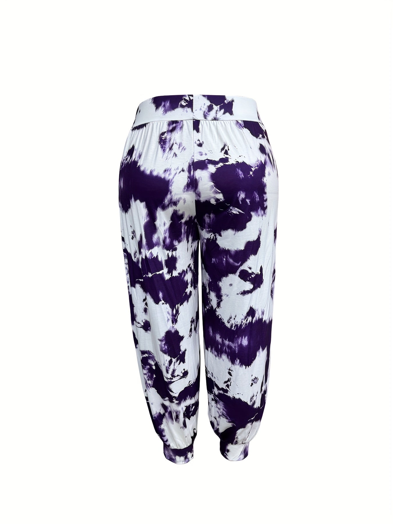 Plus Size Tie Dye Joggers Casual Elastic Waist Pants for Spring Summer Women