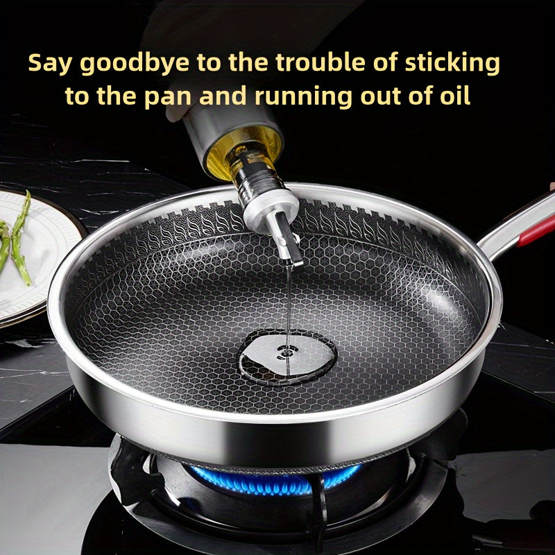 Sartén de acero inoxidable 316 con revestimiento antiadherente de patrón panal compatible con todas las cocinas